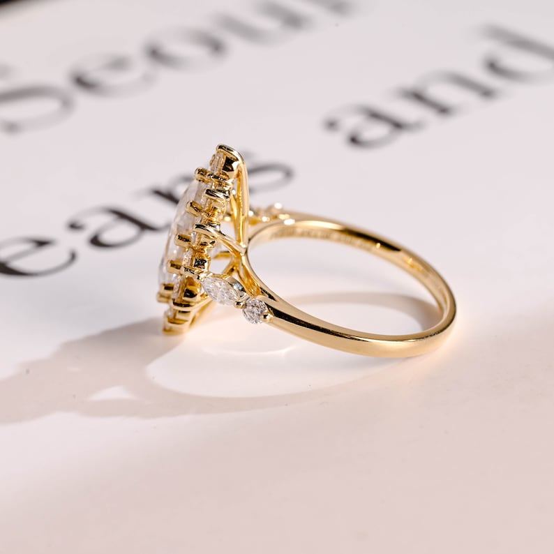 2.0 CT Marquise Pave Moissanite Engagement Ring