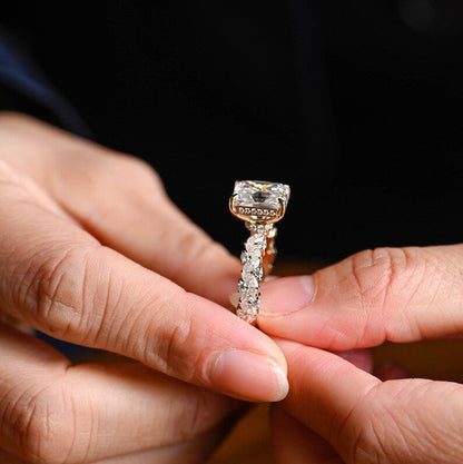 2.0 CT Radiant Pave Moissanite Engagement Ring