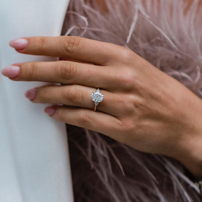 2.2 CT Cushion Three Stone Moissanite Engagement Ring