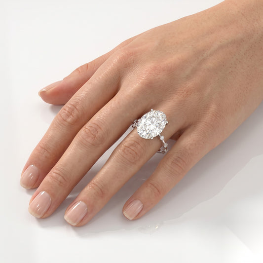 5 CT Oval Pave Moissanite Engagement Ring