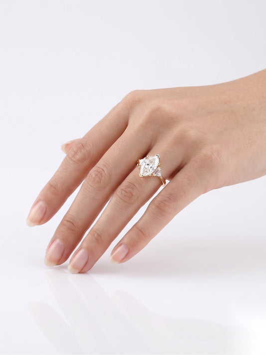 1.5 CT Marquise Five Stone Moissanite Engagement Ring