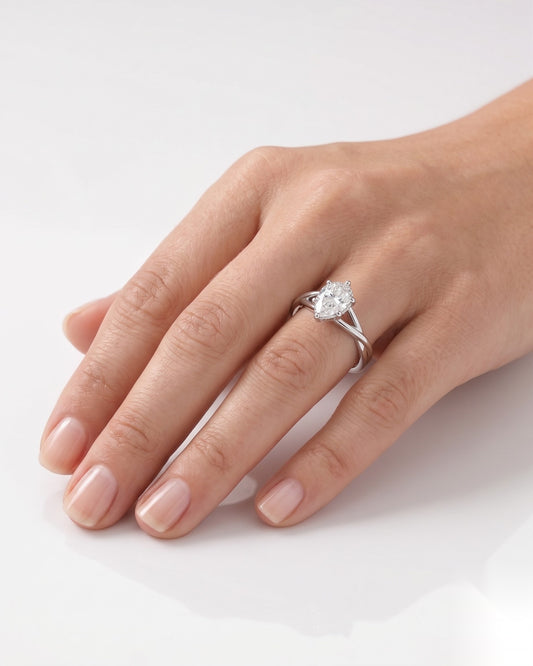 1 CT Pear Solitaire Moissanite Engagement Ring