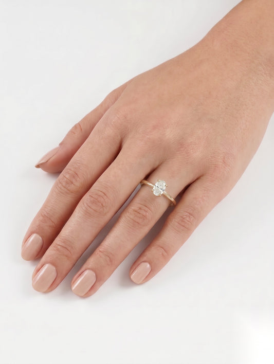 0.5 CT Oval Solitaire Moissanite Engagement Ring