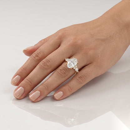 2.25 CT Oval Cluster Moissanite Engagement Ring