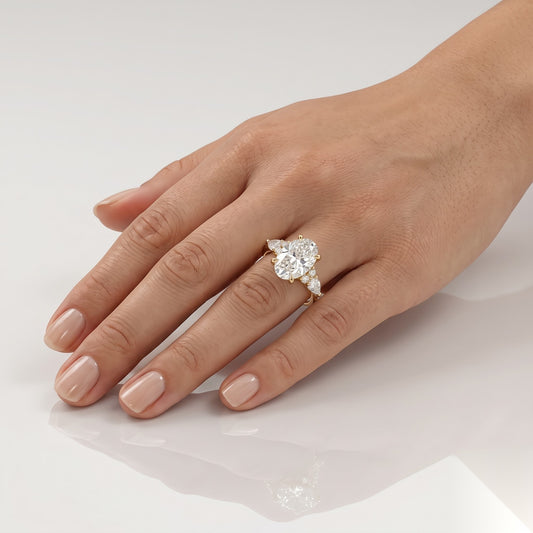 2.25 CT Oval Cluster Moissanite Engagement Ring