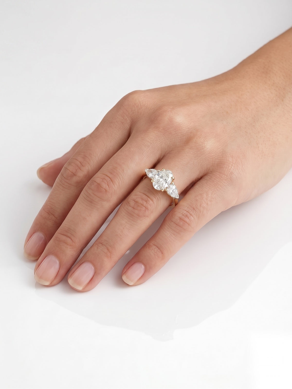 2.5 CT Oval Three Stone Moissanite Engagement Ring