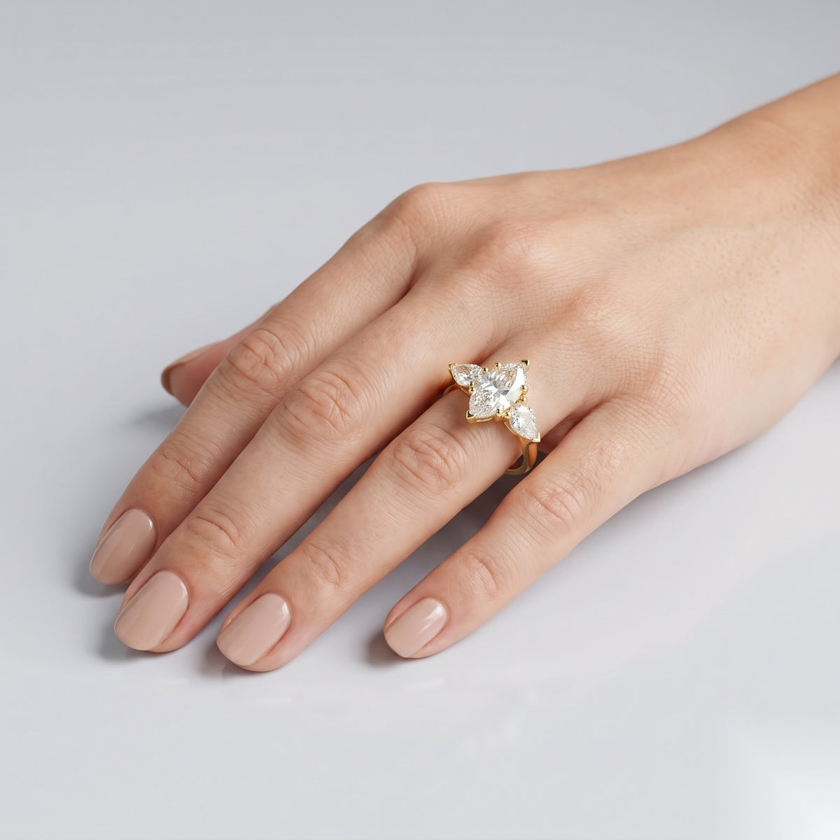 2.5 CT Marquise Three Stone Moissanite Engagement Ring