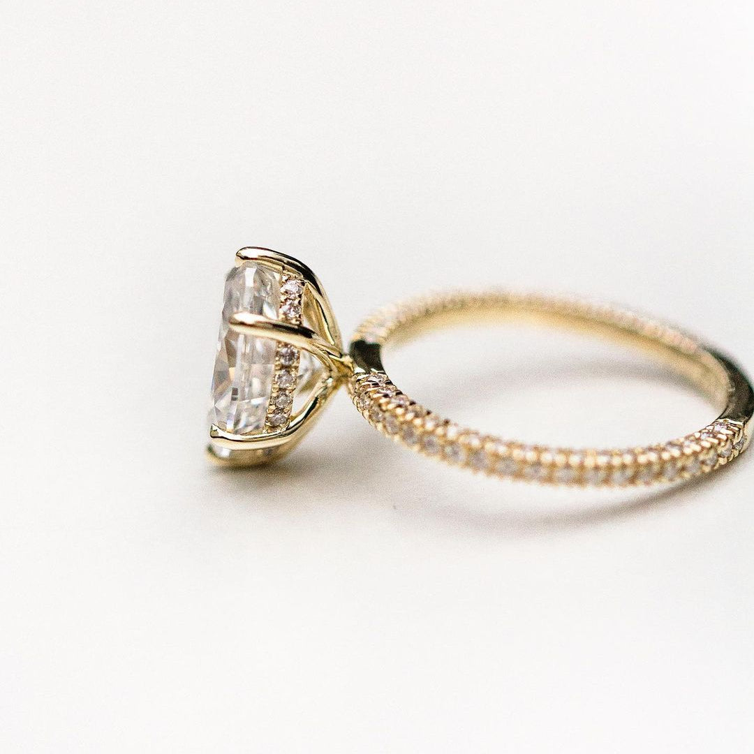 2.5 CT Oval Hidden Halo & Pave Moissanite Engagement Ring