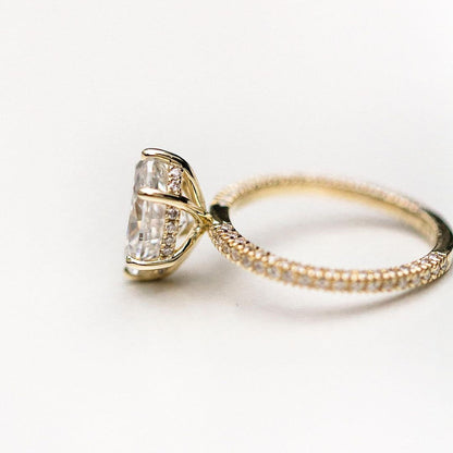 2.5 CT Oval Hidden Halo & Pave Moissanite Engagement Ring