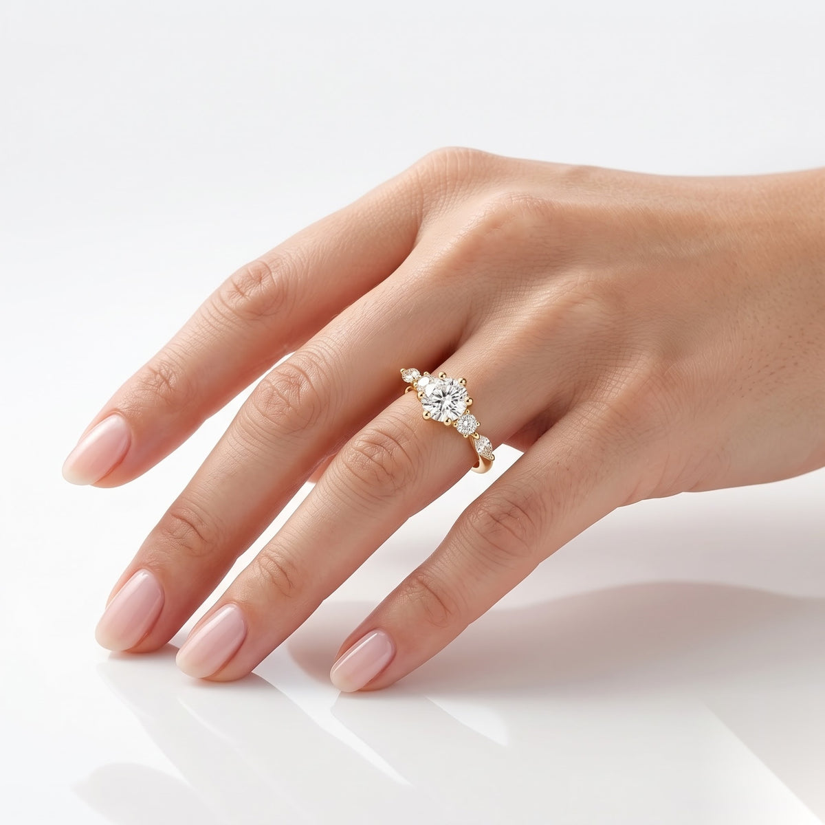 0.5 CT Round Dainty Pave Moissanite Engagement Ring
