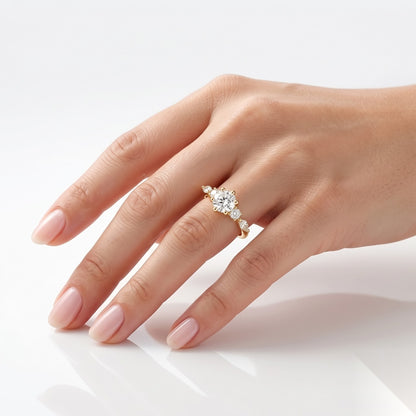 0.5 CT Round Dainty Pave Moissanite Engagement Ring