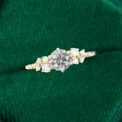 0.45 CT Round Cluster Moissanite Engagement Ring