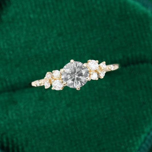 0.45 CT Round Cluster Moissanite Engagement Ring