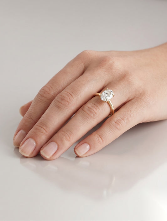 1.25 CT Oval Solitaire Moissanite Engagement Ring