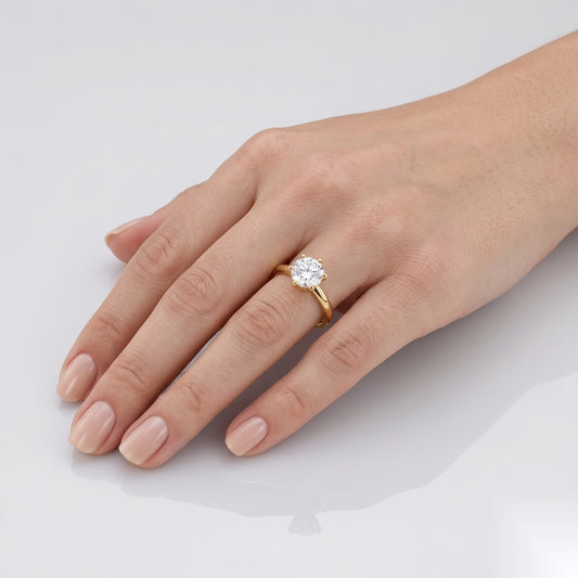 1.5 CT Round Solitaire Moissanite Engagement Ring