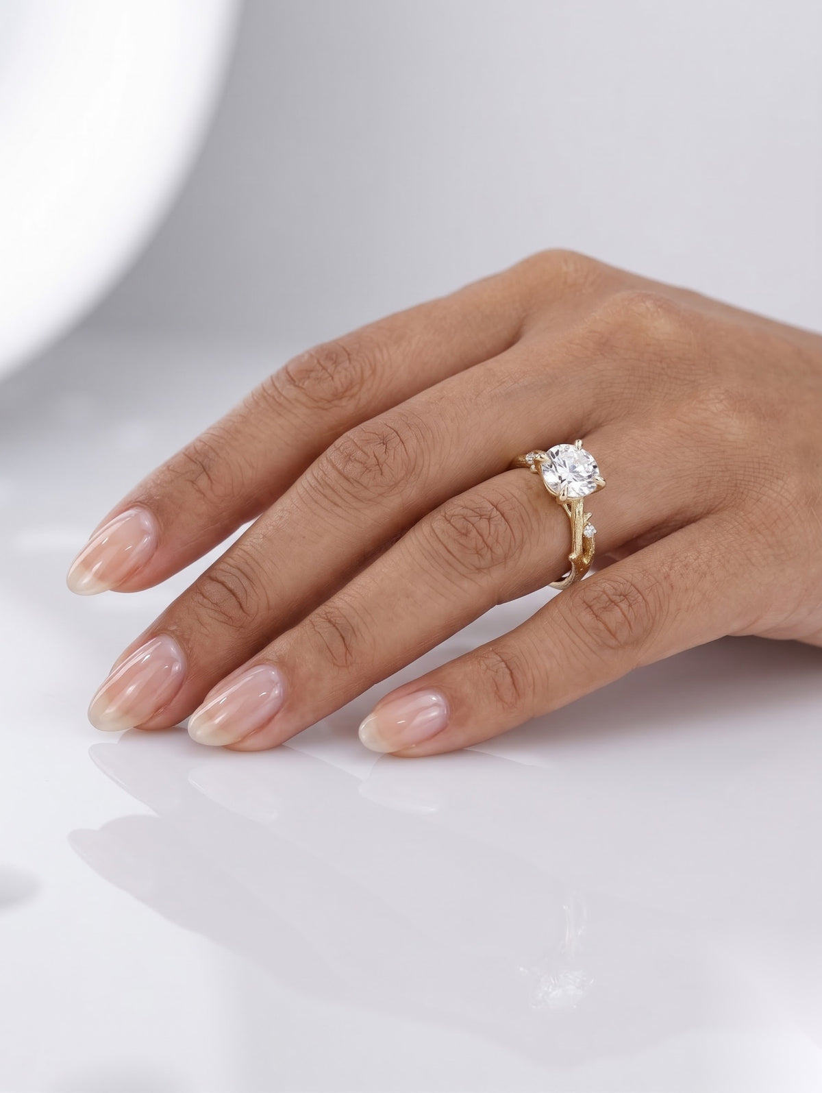 2 CT Round Nature Inspired Moissanite Engagement Ring