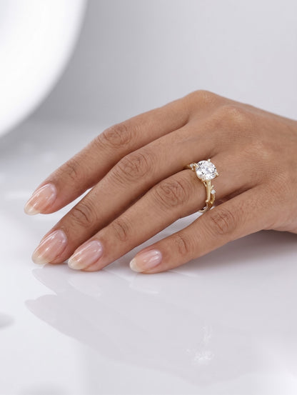 2 CT Round Nature Inspired Moissanite Engagement Ring