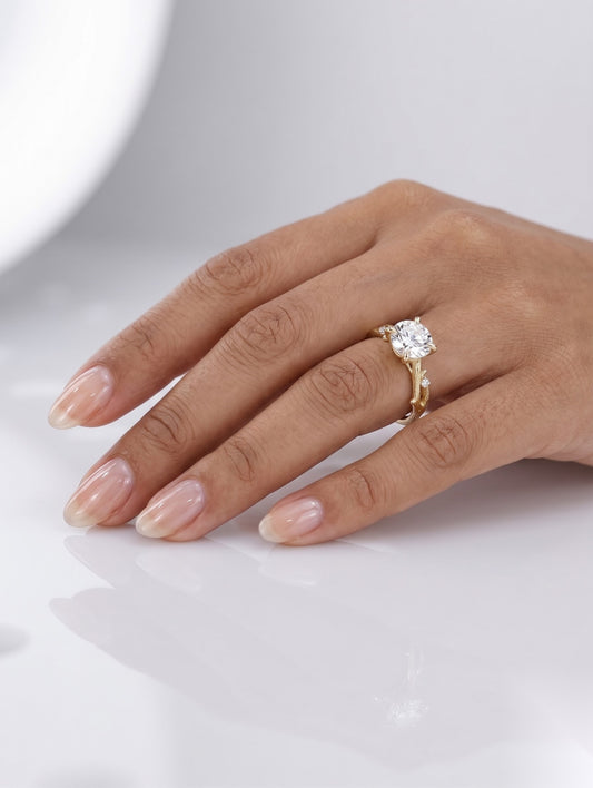 2 CT Round Nature Inspired Moissanite Engagement Ring