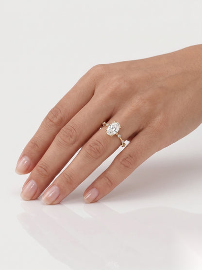 0.5 CT Oval Dainty Pave Moissanite Engagement Ring
