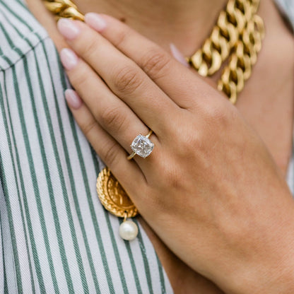 4.65 CT Elongated Cushion Solitaire Moissanite Engagement Ring