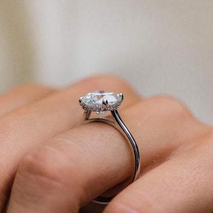 2.75 CT Round Hidden Halo & Pave Moissanite Engagement Ring