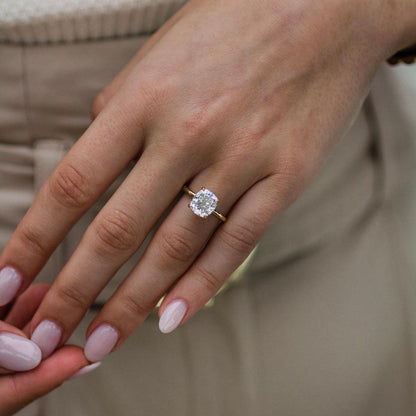 2.8 CT Cushion Solitaire Moissanite Engagement Ring