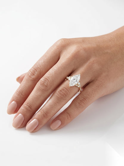 2 CT Marquise Cluster Moissanite Engagement Ring