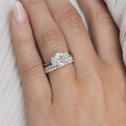 3.5 CT East West Oval Solitaire Moissanite Engagement Ring