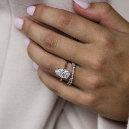 4.5 CT Pear Pave Moissanite Engagement Ring