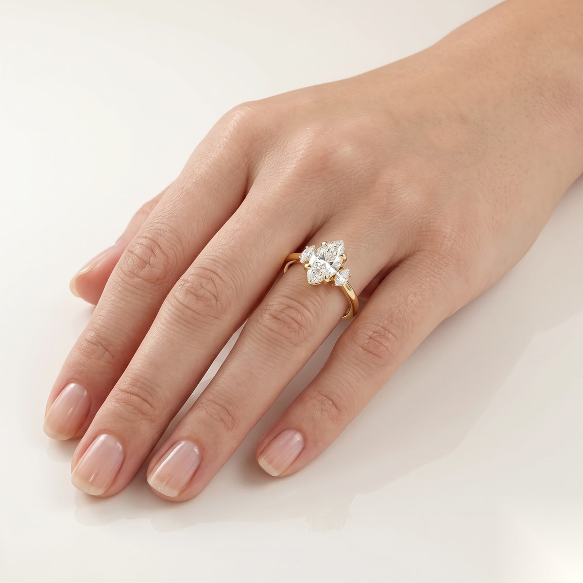 1 CT Marquise Three Stone Moissanite Engagement Ring