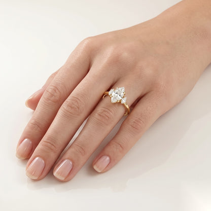 1 CT Marquise Three Stone Moissanite Engagement Ring