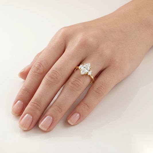 1 CT Marquise Three Stone Moissanite Engagement Ring