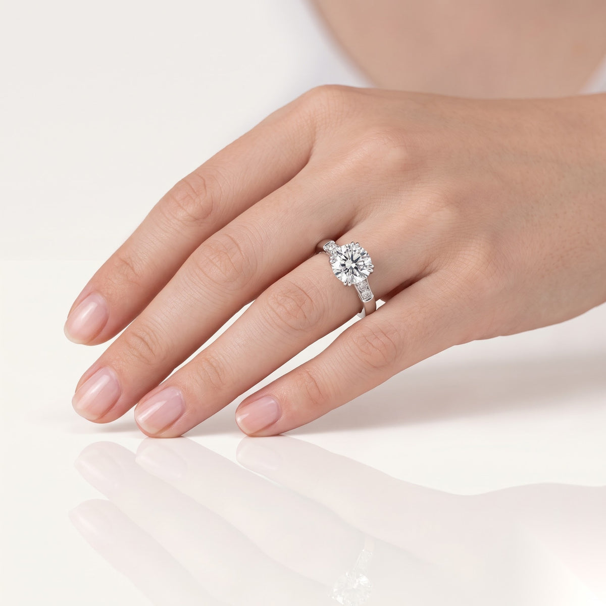 0.5 CT Round Dainty Pave Moissanite Engagement Ring