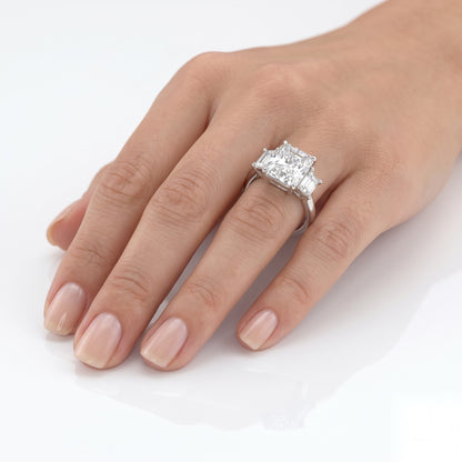 5 CT Radiant Three Stone Moissanite Engagement Ring