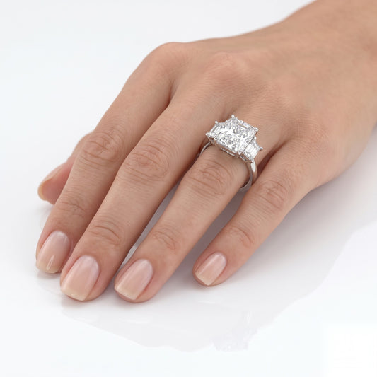 5 CT Radiant Three Stone Moissanite Engagement Ring