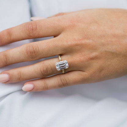 4.1 CT Emerald Pave Moissanite Engagement Ring