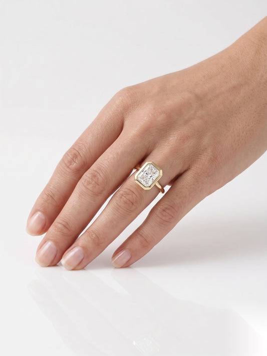 2 CT Radiant Hidden Halo Moissanite Engagement Ring