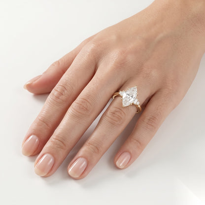 1.5 CT Marquise Five Stone Moissanite Engagement Ring