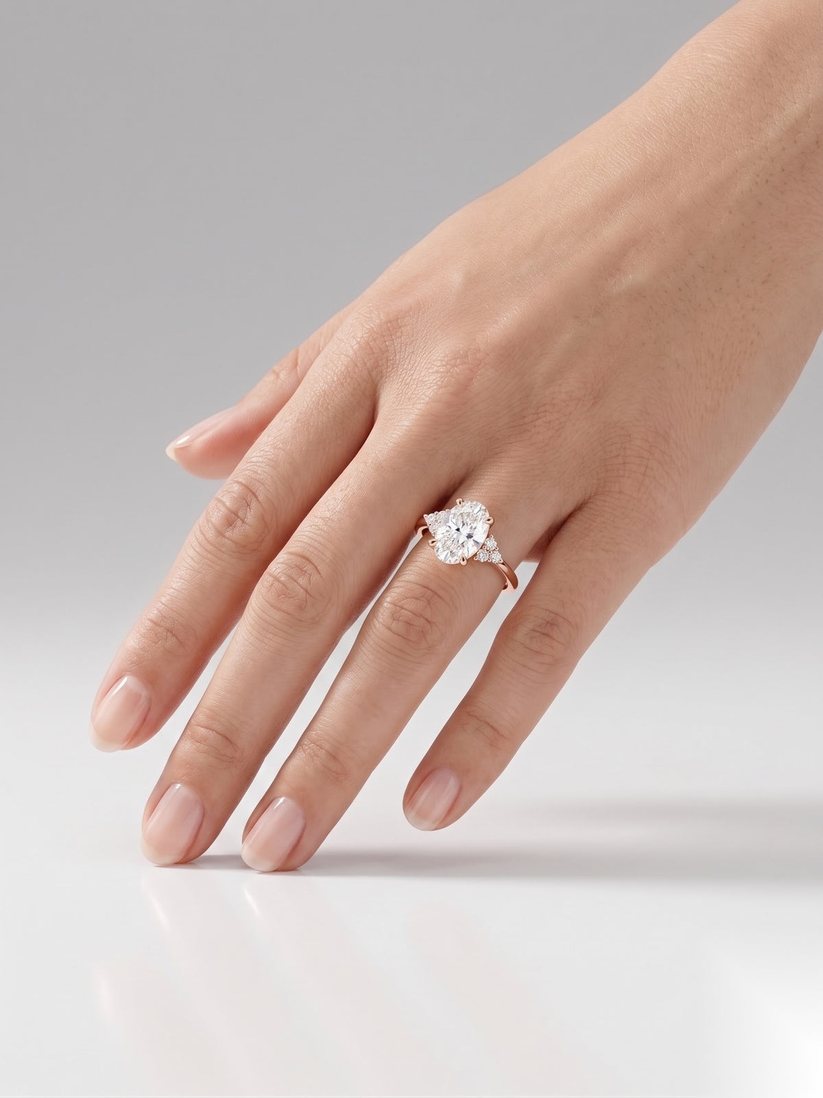 1.5 CT Oval Cluster Moissanite Engagement Ring
