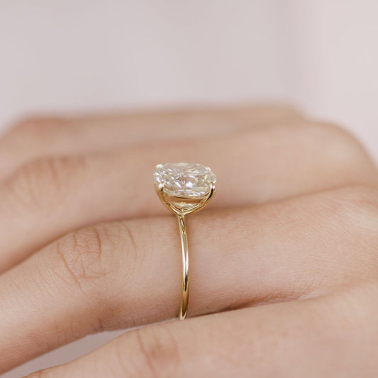 3.15 CT Elongated Cushion Solitaire Moissanite Engagement Ring