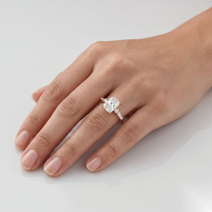 1.5 CT Radiant Five Stone Moissanite Engagement Ring