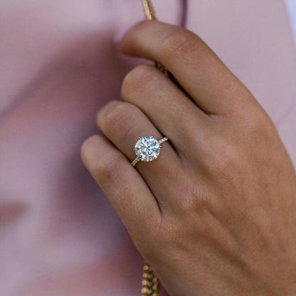 2.75 CT Round Hidden Halo & Pave Moissanite Engagement Ring