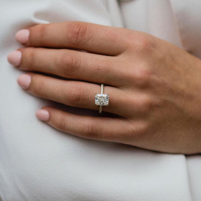 2.4 CT Radiant Hidden Halo & Pave Moissanite Engagement Ring