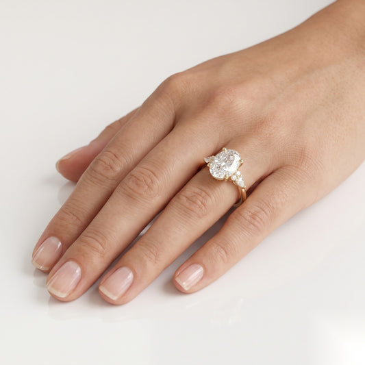 3 CT Oval Cluster Moissanite Engagement Ring