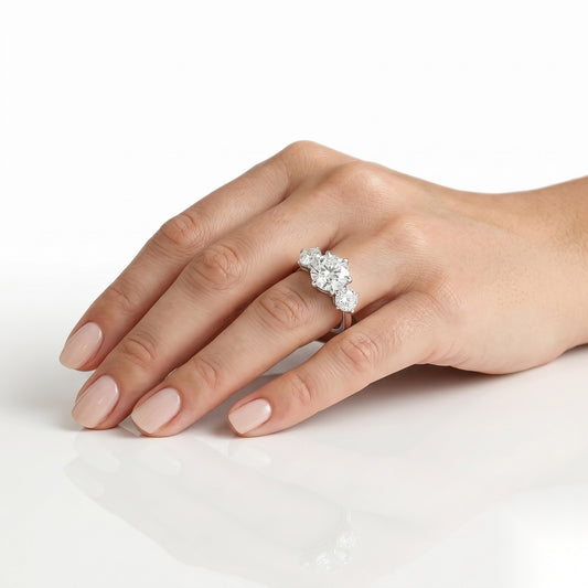 1 CT Round Three Stone Moissanite Engagement Ring