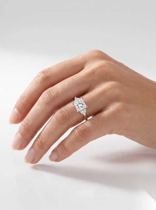0.5 CT Princess Three Stone Moissanite Engagement Ring
