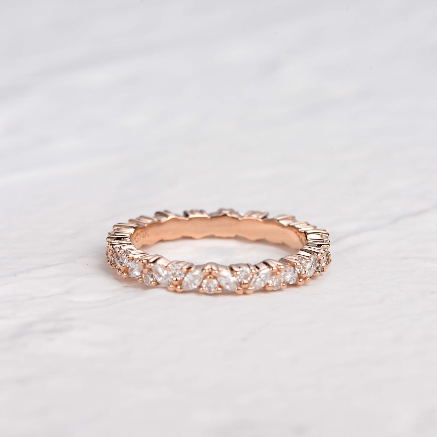 0.4 TCW Marquise & Round Cluster Moissanite Wedding Band
