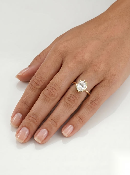 4 CT Oval Hidden Halo Moissanite Engagement Ring