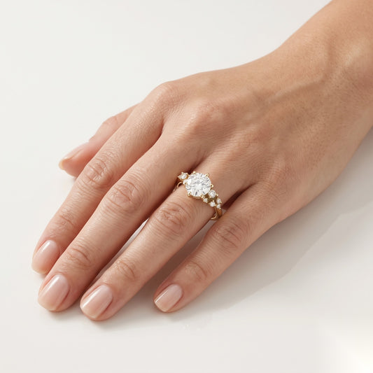 1.5 CT Round Cluster Moissanite Engagement Ring