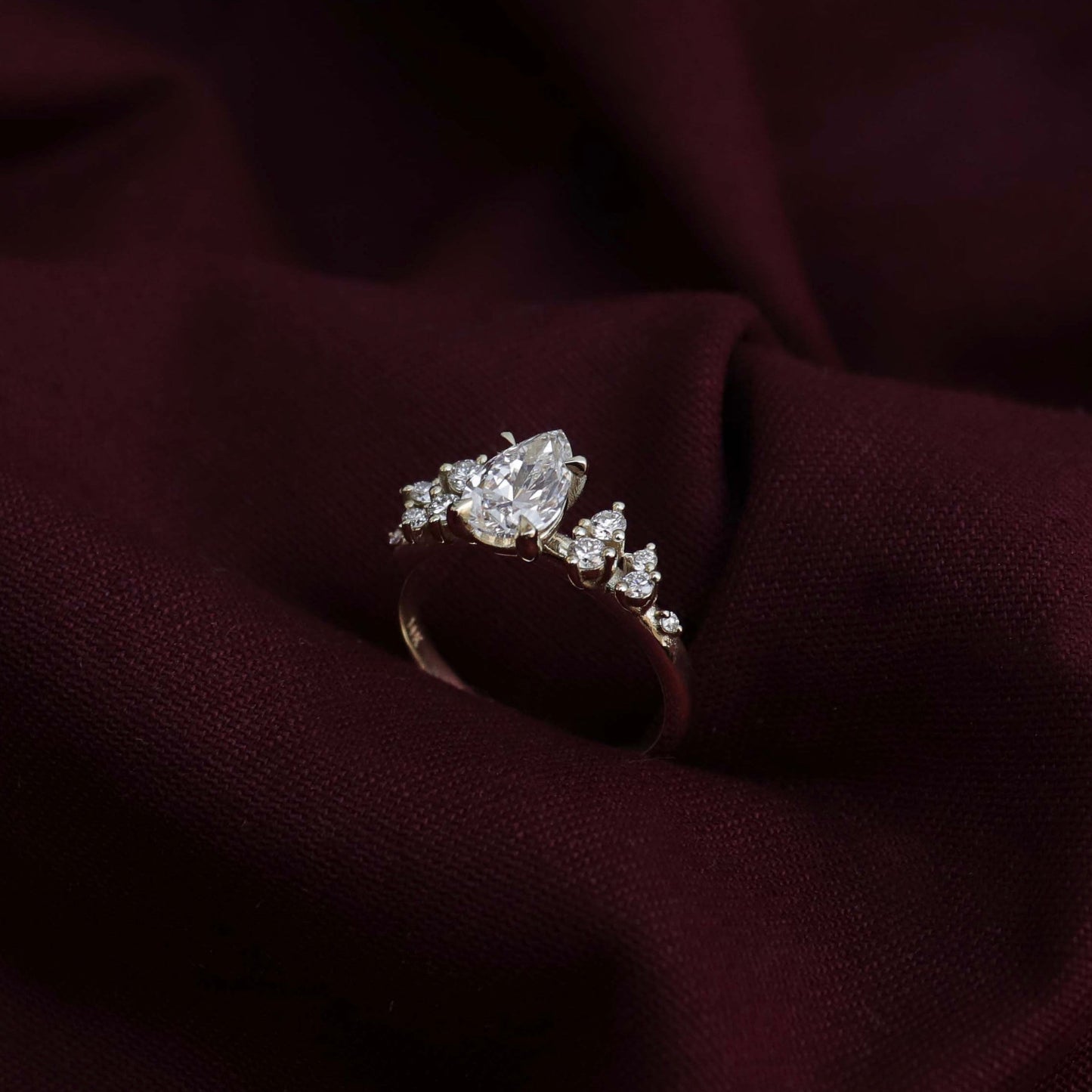 1 CT Pear Cluster Moissanite Engagement Ring
